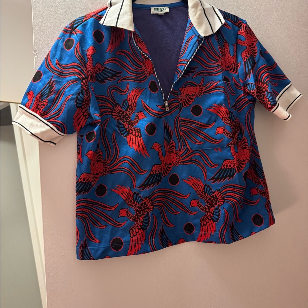 Kenzo Blue and Red Patterned Top